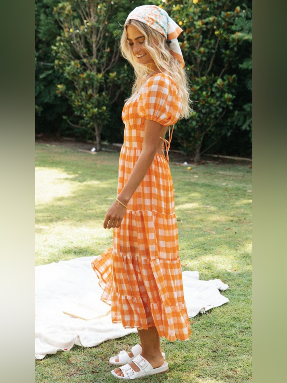 Peppermayo Orange Gingham Dress - Size 2 - Picture 2 of 14